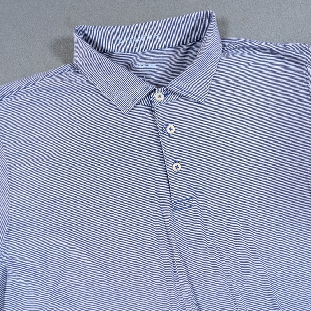 B. Draddy Golf Polo Shirt Mens Large Striped Pima Cotton Stretch Lightweight